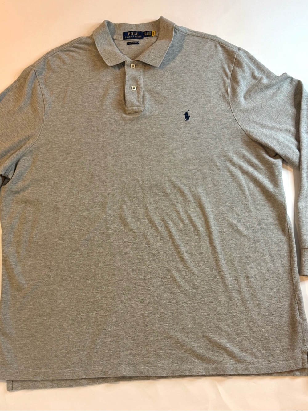 Polo Ralph Lauren Long Sleeve Polo Shirt Men's Size XXL Classic Fit Gray